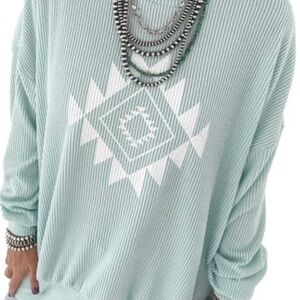 Mint Green Geometric Print Women's Top